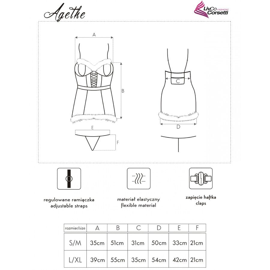 LIVCO CORSETTI FASHION - AGETHE LC 90607 CAMISA + TANGA + GORRO NAVIDEÑO L/XL