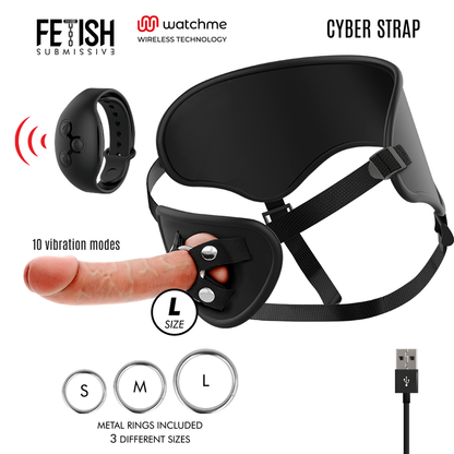 FETISH SUBMISSIVE CYBER STRAP - ARNÉS CON DILDO CONTROL REMOTO TECNOLOGÍA WATCHME L