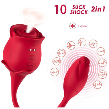 ARMONY - ROSA SUCCIONADOR DE CLÍTORIS & VIBRADOR 10 MODOS ROJO
