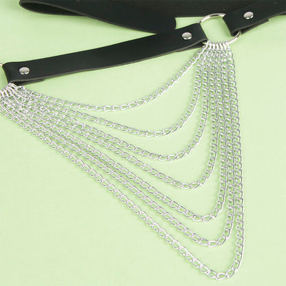 SUBBLIME - CINTURÓN DE CADENAS CUERO NEGRO TALLA ÚNICA