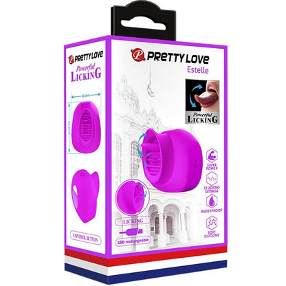 PRETTY LOVE - ESTELLE LENGUA ESTIMULADORA CLÍTORIS 12 VIBRACIONES MORADO