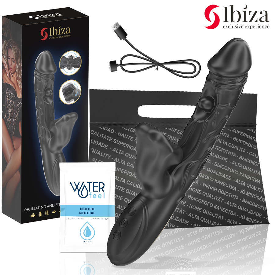 IBIZA - VIBRADOR Y ESTIMULADOR DE CLÍTORIS CON EFECTO BESOS Y ROTACIÓN