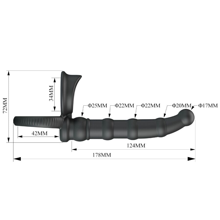 PRETTY LOVE - TATUM ANILLO VIBRADOR PENE CON PLUG 10 VIBRACIONES NEGRO