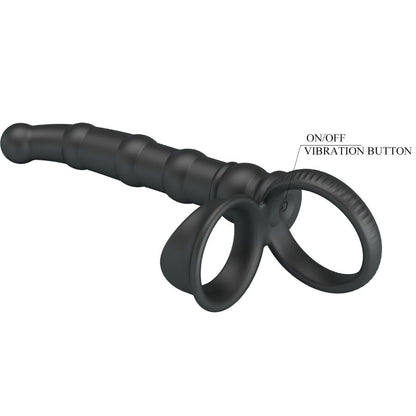 PRETTY LOVE - TATUM ANILLO VIBRADOR PENE CON PLUG 10 VIBRACIONES NEGRO