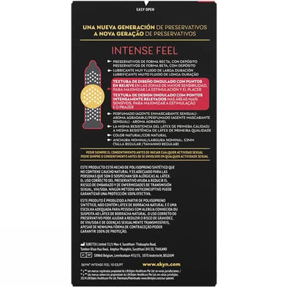 SKYN - PRESERVATIVO INTENSE FEEL TEXTURA CON DISEÑO ONDULADO 10 UNIDADES