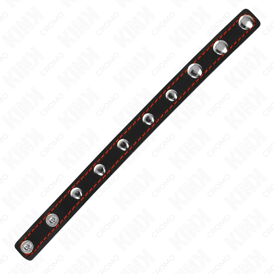 KINK - ANILLO PENE CUERO CON CIERRE A PRESIÓN FORRO ROJO 21 X 1.5 CM
