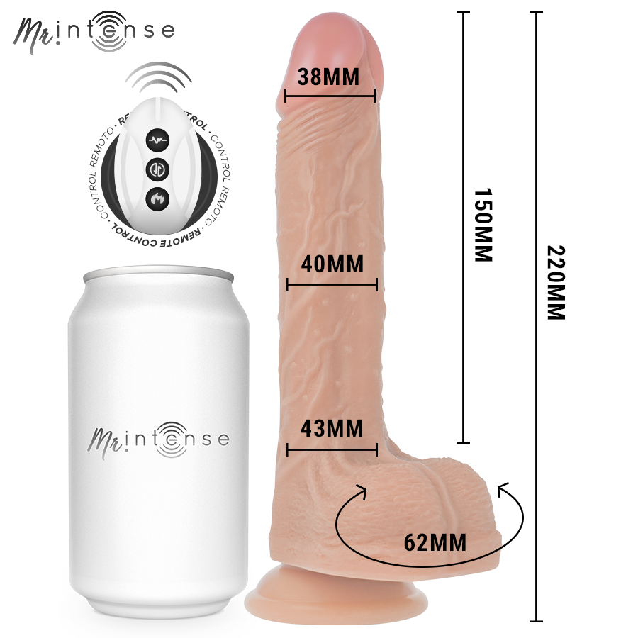 MR INTENSE - BALDWIN REALISTICO MULTIFUNCIÓN CON VIBRACIÓN UP AND DOWN CONTROL REMOTO 22 CM -O- 4 CM