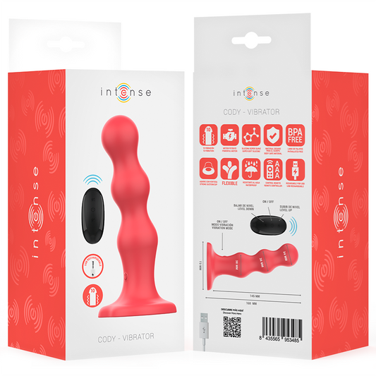 INTENSE - CODY VIBRADOR CON VENTOSA ROJO CONTROL REMOTO