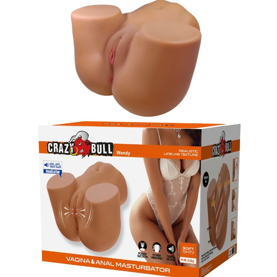 CRAZY BULL - WENDY TRASERO FEMENINO REALISTA VIBRADOR & SUCCIONADOR CON SONIDO 11 KG