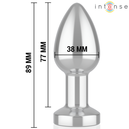 INTENSE - PLUG ANAL DE METAL VIBRADOR CON LUCES LED Y CONTROL REMOTO - TALLA M