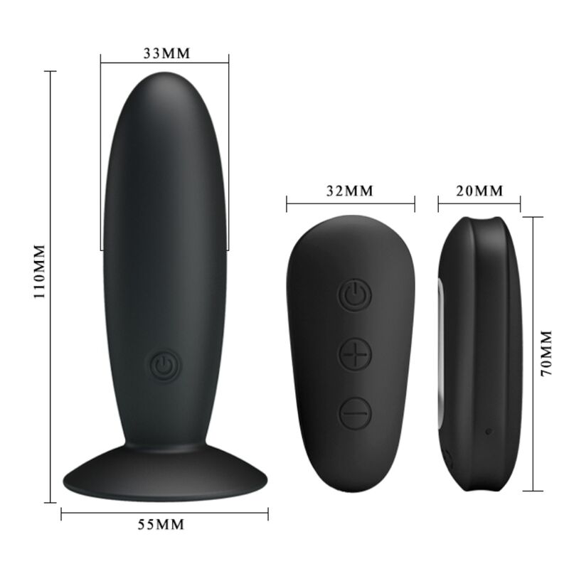 MR PLAY - PLUG ANAL CON VIBRACIÓN NEGRO CONTROL REMOTO